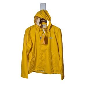 Helly Hansen Jacket Jr 16‎ Yellow Regular Fit Moss Helox+ Hooded Raincoat NEW